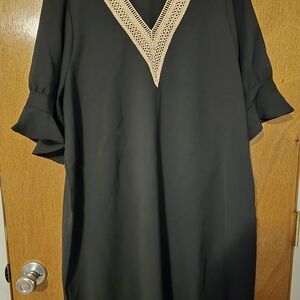 Amazon Black Midi Dress with Cream Accents